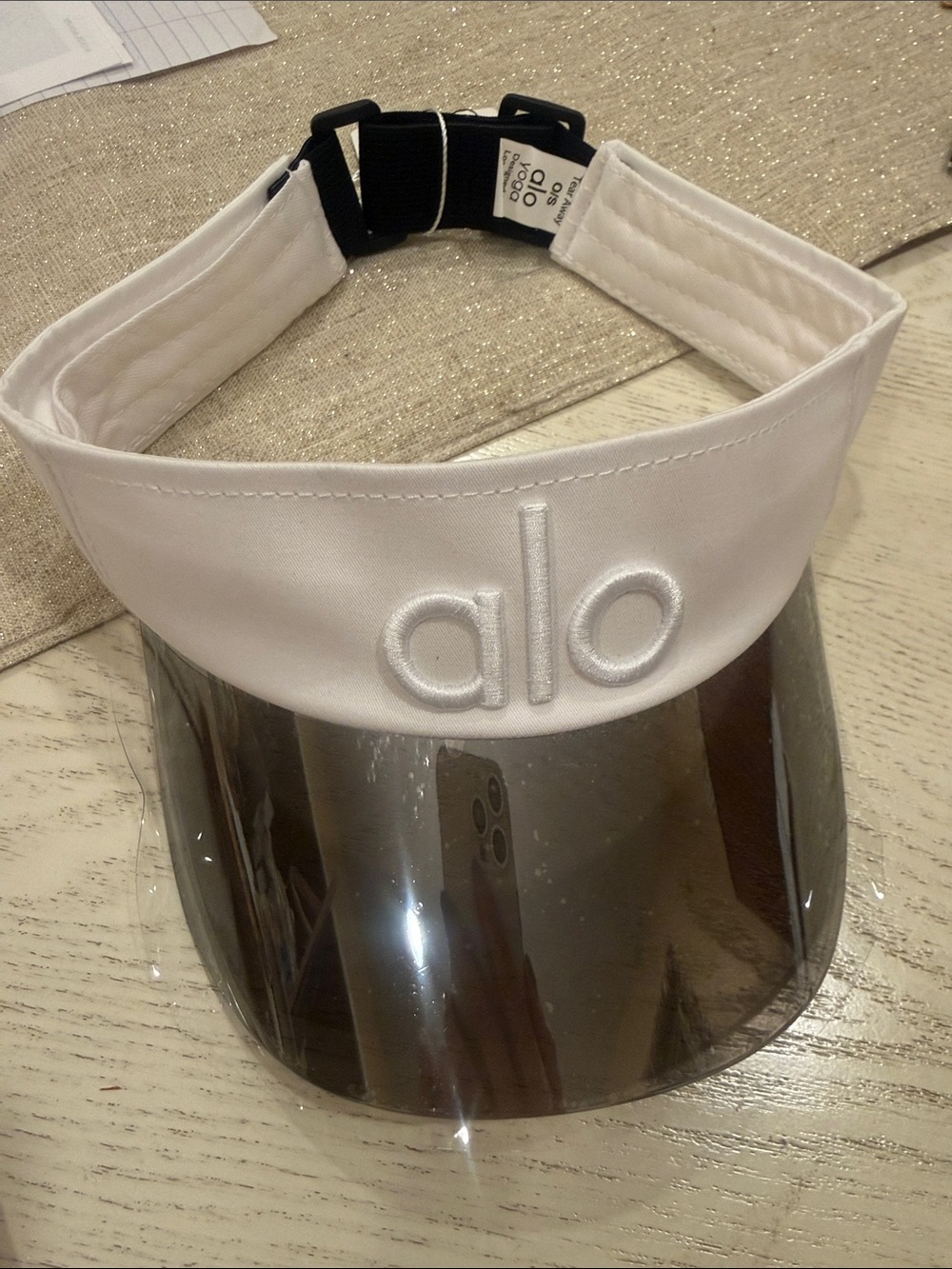 ALO Yoga womans White Sun Visor with Clear Shield
